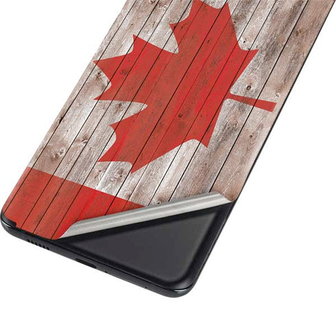 Canadian Flag Dark Wood Galaxy S21 Ultra 5G Skin
